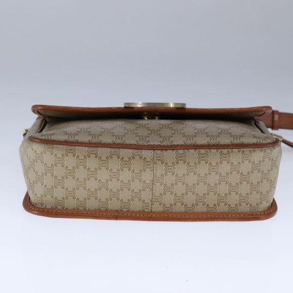 CELINE Macadam Canvas Circle Shoulder Bag Beige Auth 110010