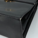 Salvatore Ferragamo Gancini Hand Bag Leather Black Gold Auth 110014-9