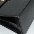 Salvatore Ferragamo Gancini Hand Bag Leather Black Gold Auth 110014-14