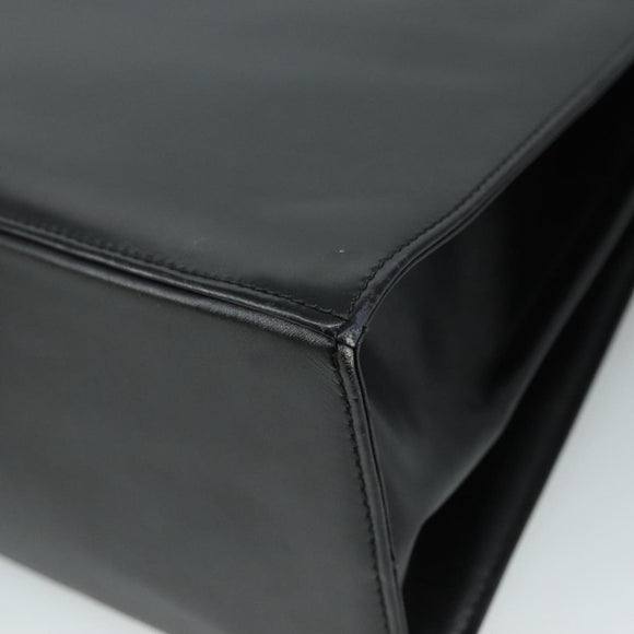 Salvatore Ferragamo Gancini Hand Bag Leather Black Gold Auth 110014