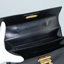 Salvatore Ferragamo Gancini Hand Bag Leather Black Gold Auth 110014-10