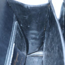 Salvatore Ferragamo Gancini Hand Bag Leather Black Gold Auth 110014-18