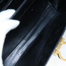 Salvatore Ferragamo Gancini Hand Bag Leather Black Gold Auth 110014-21