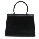 Salvatore Ferragamo Gancini Hand Bag Leather Black Gold Auth 110014-2