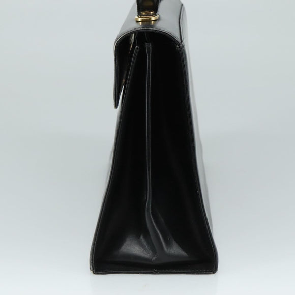 Salvatore Ferragamo Gancini Hand Bag Leather Black Gold Auth 110014