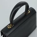 Salvatore Ferragamo Gancini Hand Bag Leather Black Gold Auth 110014-6