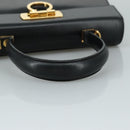 Salvatore Ferragamo Gancini Hand Bag Leather Black Gold Auth 110014-7