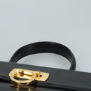 Salvatore Ferragamo Gancini Hand Bag Leather Black Gold Auth 110014-8