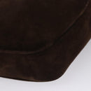 Salvatore Ferragamo Gancini Shoulder Bag Suede Brown Gold Auth 110015-16