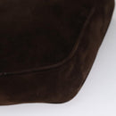 Salvatore Ferragamo Gancini Shoulder Bag Suede Brown Gold Auth 110015-17