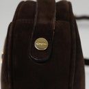 Salvatore Ferragamo Gancini Shoulder Bag Suede Brown Gold Auth 110015-9