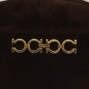 Salvatore Ferragamo Gancini Shoulder Bag Suede Brown Gold Auth 110015-18
