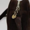 Salvatore Ferragamo Gancini Shoulder Bag Suede Brown Gold Auth 110015-10