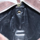 Salvatore Ferragamo Gancini Shoulder Bag Suede Brown Gold Auth 110015-19