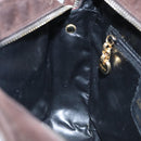 Salvatore Ferragamo Gancini Shoulder Bag Suede Brown Gold Auth 110015-20
