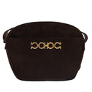 Salvatore Ferragamo Gancini Shoulder Bag Suede Brown Gold Auth 110015-13