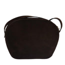 Salvatore Ferragamo Gancini Shoulder Bag Suede Brown Gold Auth 110015-2