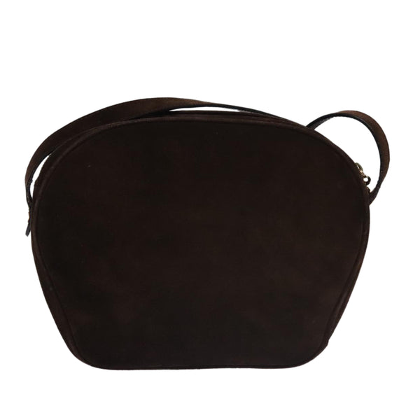 Salvatore Ferragamo Gancini Shoulder Bag Suede Brown Gold Auth 110015