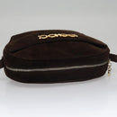 Salvatore Ferragamo Gancini Shoulder Bag Suede Brown Gold Auth 110015-6