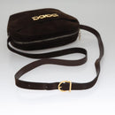 Salvatore Ferragamo Gancini Shoulder Bag Suede Brown Gold Auth 110015-7