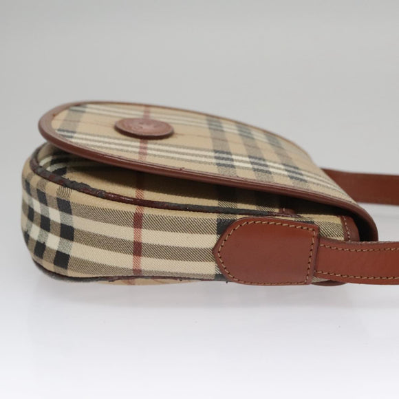 Burberrys Nova Check Shoulder Bag PVC Leather Beige Auth 110021