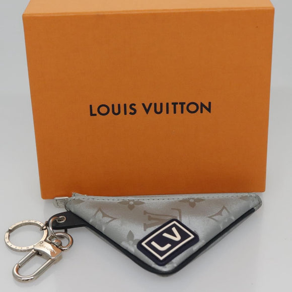 LOUIS VUITTON Monogram satellite Porte Cles Charm Silver MP2217 LV Auth 110058