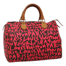 LOUIS VUITTON Monogram Graffiti Speedy 30 Hand Bag Pink M93704 LV Auth 110106A-1