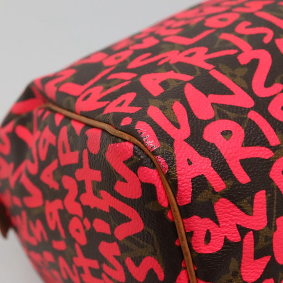 LOUIS VUITTON Monogram Graffiti Speedy 30 Hand Bag Pink M93704 LV Auth 110106A