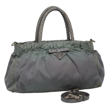 PRADA Hand Bag Nylon 2way Gray Auth 110159