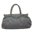 PRADA Hand Bag Nylon 2way Gray Auth 110159-2