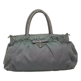 PRADA Hand Bag Nylon 2way Gray Auth 110159 - 0