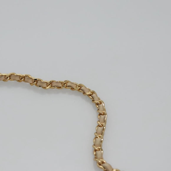 CHANEL Choco Bar Chain Shoulder Bag Lamb Skin Ivory CC Auth 110166A