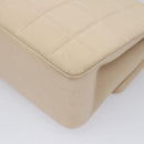 CHANEL Choco Bar Chain Shoulder Bag Lamb Skin Ivory CC Auth 110166A-18