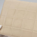 CHANEL Choco Bar Chain Shoulder Bag Lamb Skin Ivory CC Auth 110166A-19