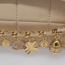 CHANEL Choco Bar Chain Shoulder Bag Lamb Skin Ivory CC Auth 110166A-21