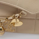 CHANEL Choco Bar Chain Shoulder Bag Lamb Skin Ivory CC Auth 110166SAM-22