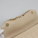 CHANEL Choco Bar Chain Shoulder Bag Lamb Skin Ivory CC Auth 110166A-24