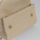 CHANEL Choco Bar Chain Shoulder Bag Lamb Skin Ivory CC Auth 110166A-25
