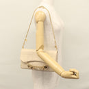 CHANEL Choco Bar Chain Shoulder Bag Lamb Skin Ivory CC Auth 110166A-32