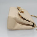 CHANEL Choco Bar Chain Shoulder Bag Lamb Skin Ivory CC Auth 110166A-3