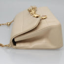CHANEL Choco Bar Chain Shoulder Bag Lamb Skin Ivory CC Auth 110166A-4