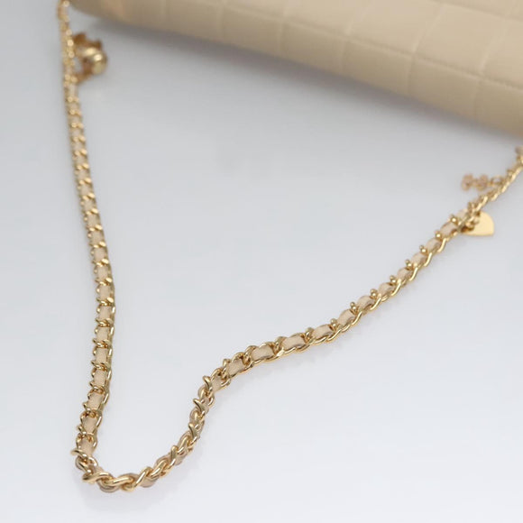 CHANEL Choco Bar Chain Shoulder Bag Lamb Skin Ivory CC Auth 110166SAM
