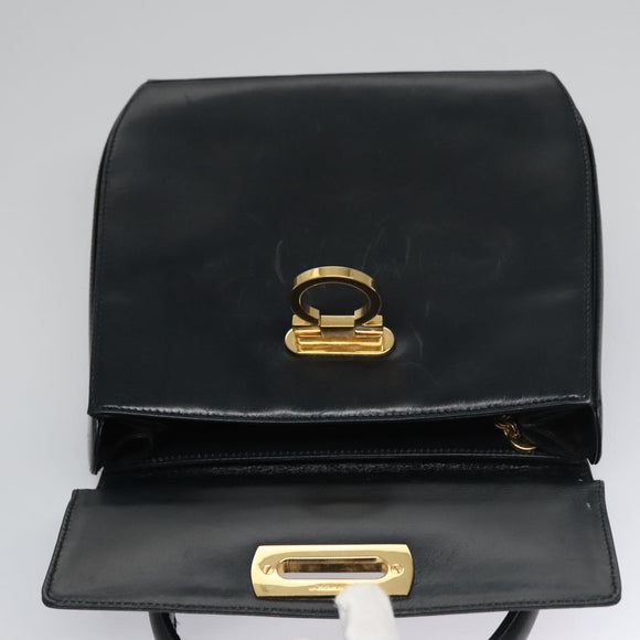 Salvatore Ferragamo Gancini Hand Bag Leather 2way Black Auth 110168
