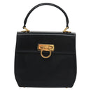 Salvatore Ferragamo Gancini Hand Bag Leather 2way Black Auth 110168-13