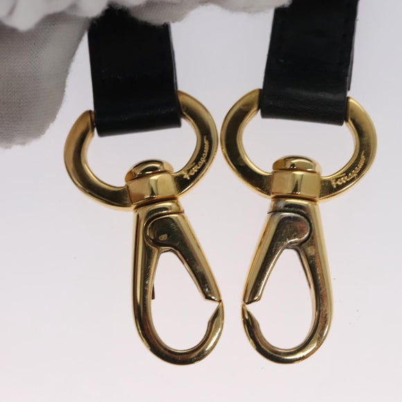 Salvatore Ferragamo Gancini Hand Bag Leather 2way Black Auth 110168