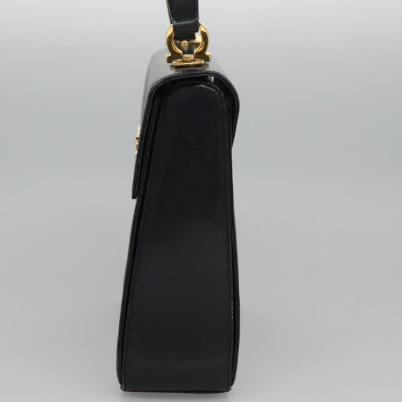 Salvatore Ferragamo Gancini Hand Bag Leather 2way Black Auth 110168