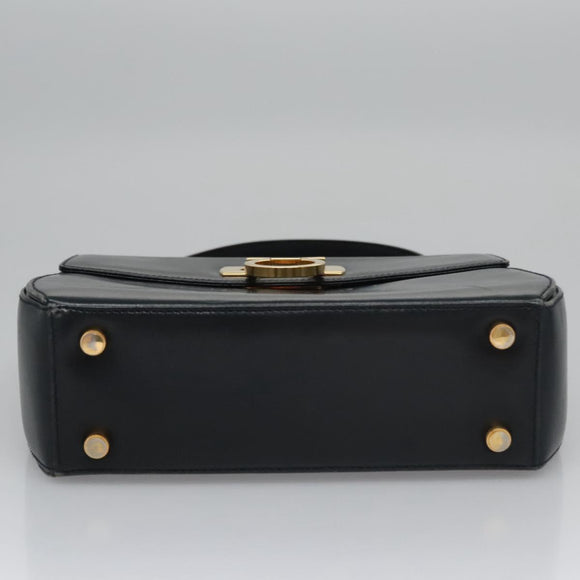 Salvatore Ferragamo Gancini Hand Bag Leather 2way Black Auth 110168