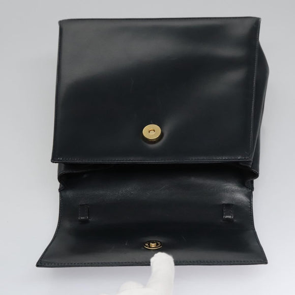 Salvatore Ferragamo Gancini Shoulder Bag Leather Black Auth 110169