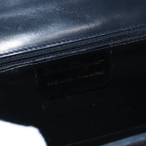 Salvatore Ferragamo Gancini Shoulder Bag Leather Black Auth 110169