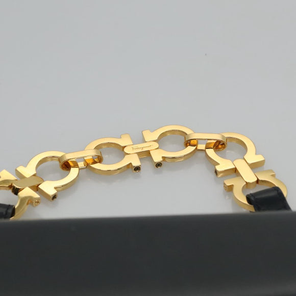 Salvatore Ferragamo Gancini Shoulder Bag Leather Black Auth 110169